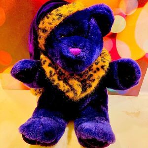 Dan Dee Collector's Choice Leopard Print Hat Royal Purple Plush Teddy Bear 13"